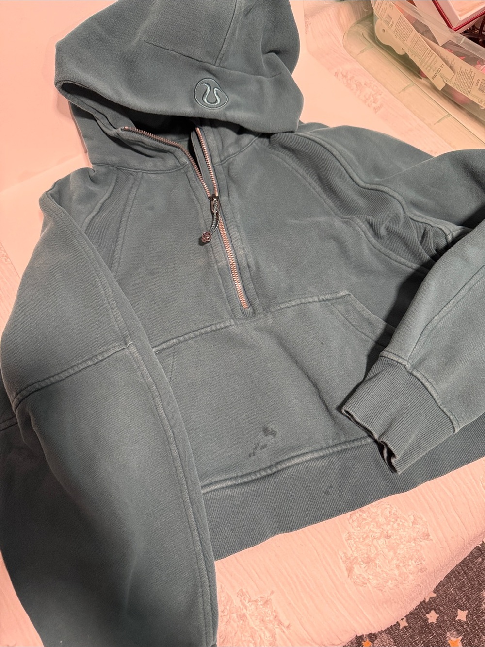 lululemon athletica Men’s Hooded Half-Zip Sweatshirt in Slate Teal